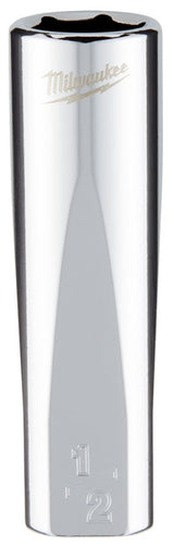 Milwaukee 45-35-5000 Socket, 1/2 in Socket, Deep Socket, 3.543 in OAL, 3/8 in Drive, 6-Point, Chrome Vanadium Steel