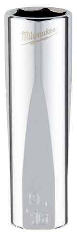 Milwaukee 45-34-5625 Socket, 9/16 in Socket, Deep Socket, 3.543 in OAL, 3/8 in Drive, 6-Point, Chrome Vanadium Steel
