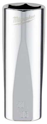Milwaukee 45-34-6875 Socket, 11/16 in Socket, Deep Socket, 3.543 in OAL, 3/8 in Drive, 6-Point, Chrome Vanadium Steel
