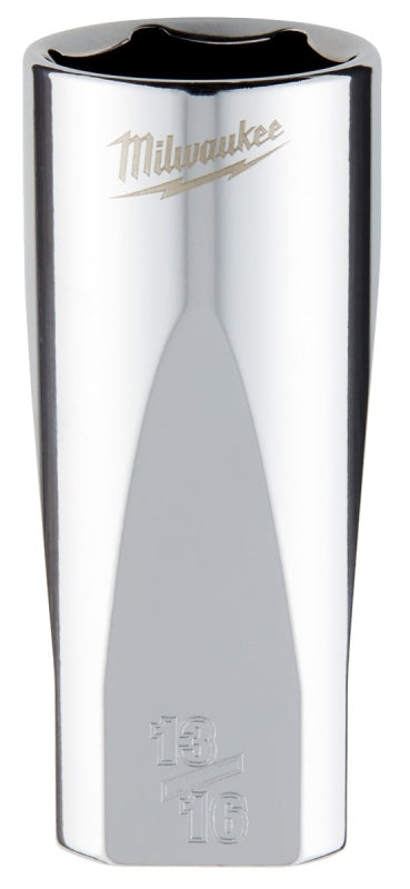 Milwaukee 45-34-9074 Deep Socket, 13/16 in Socket, 3/8 in Drive, 6-Point, Chrome Vanadium Steel, Chrome-Plated