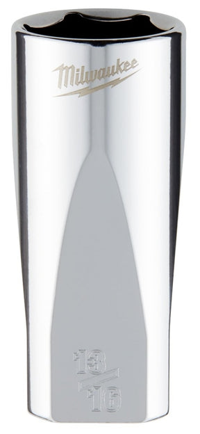 Milwaukee 45-34-9074 Deep Socket, 13/16 in Socket, 3/8 in Drive, 6-Point, Chrome Vanadium Steel, Chrome-Plated