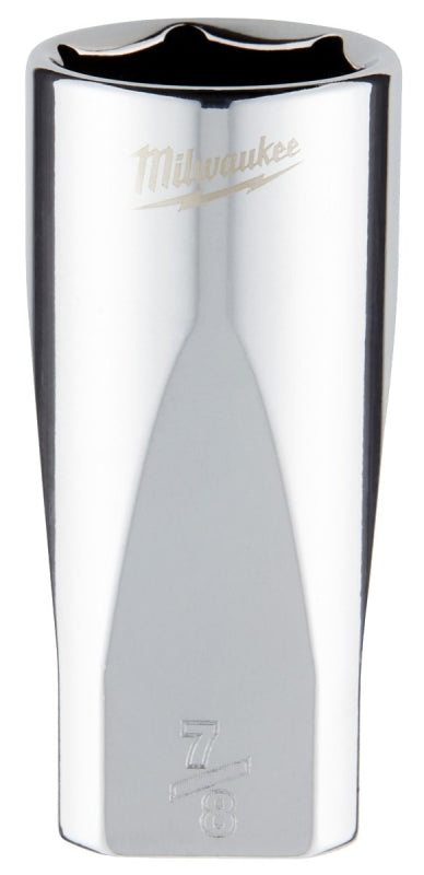 Milwaukee 45-34-9075 Deep Socket, 7/8 in Socket, 3/8 in Drive, 6-Point, Chrome Vanadium Steel, Chrome-Plated
