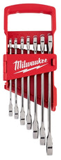 Milwaukee 48-22-9406 Ratcheting Combination Wrench Set, 7-Piece, Alloy Steel, Chrome-Plated