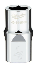 Milwaukee 45-34-9100 Socket, 1/2 in Socket, Standard Socket, 0.85 in OAL, 1/2 in Drive, 6-Point, Chrome Vanadium Steel