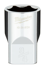Milwaukee 45-34-9104 Socket, 3/4 in Socket, Standard Socket, 1.02 in OAL, 1/2 in Drive, 6-Point, Chrome Vanadium Steel