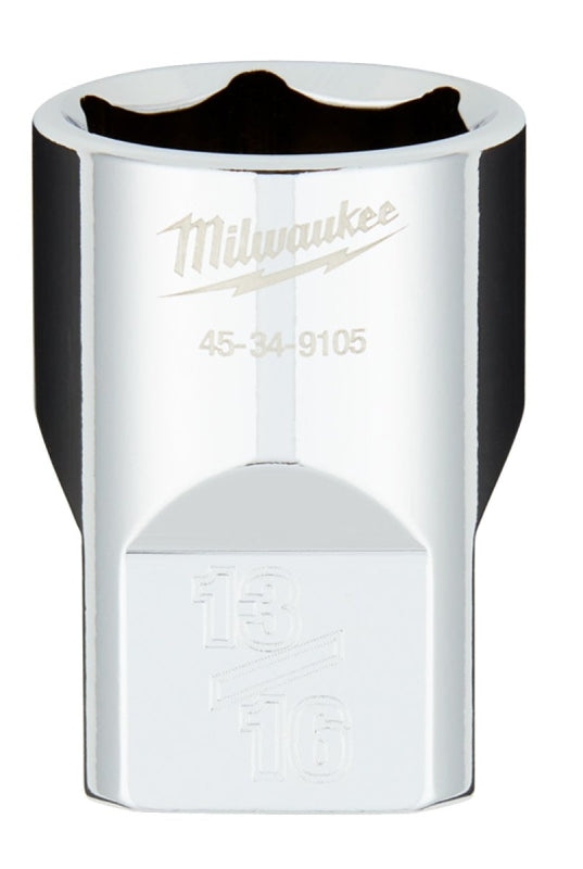 Milwaukee 45-34-9105 Socket, 13/16 in Socket, Standard Socket, 1.1 in OAL, 1/2 in Drive, 6-Point, Chrome Vanadium Steel