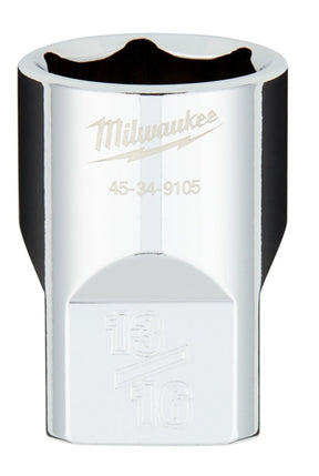 Milwaukee 45-34-9105 Socket, 13/16 in Socket, 1/2 in Drive, 6-Point, Chrome Vanadium Steel, Chrome-Plated