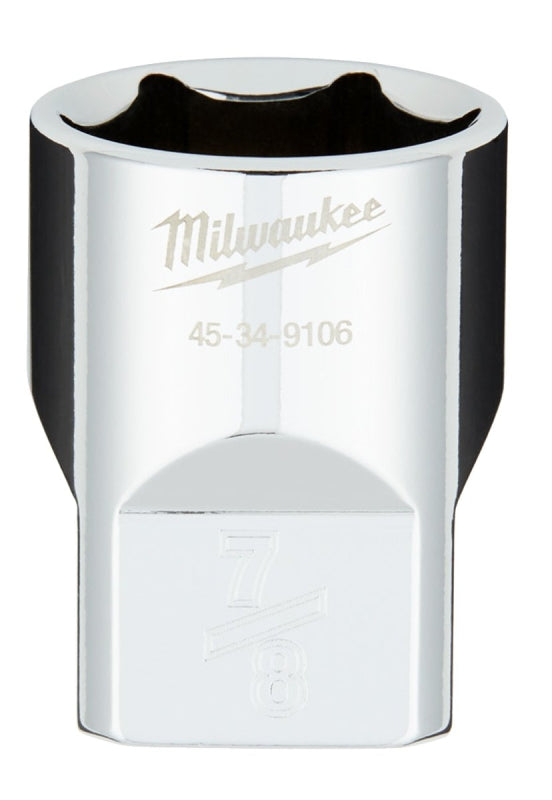 Milwaukee 45-34-9106 Socket, 7/8 in Socket, 1/2 in Drive, 6-Point, Chrome Vanadium Steel, Chrome-Plated