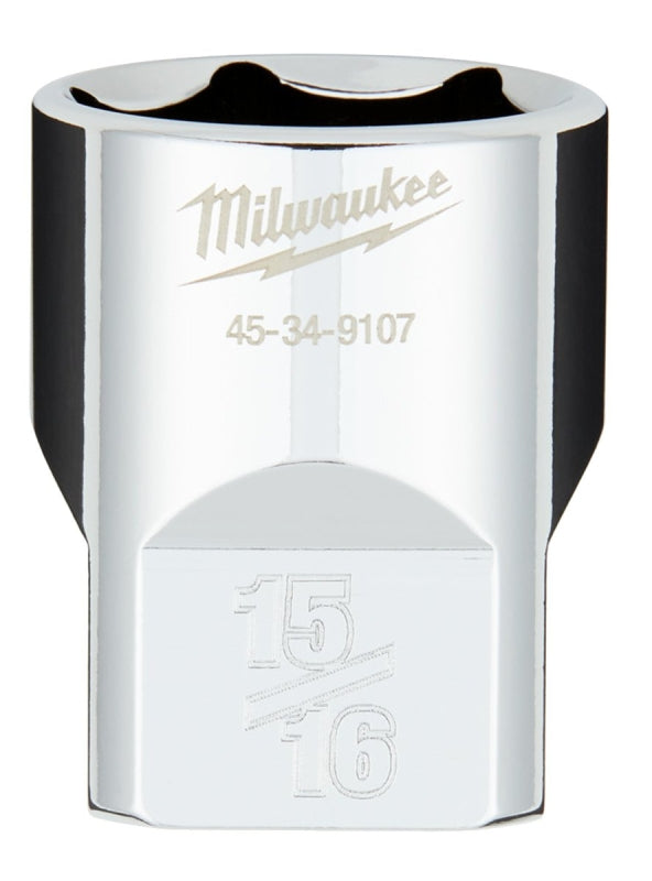 Milwaukee 45-34-9107 Socket, 15/16 in Socket, Standard Socket, 1-1/4 in OAL, 1/2 in Drive, 6-Point, Chrome