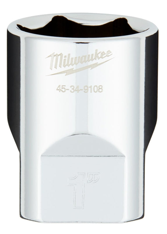 Milwaukee 45-34-9108 Socket, 1 in Socket, 1/2 in Drive, 6-Point, Chrome Vanadium Steel, Chrome-Plated