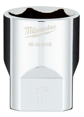 Milwaukee 45-34-9108 Socket, 1 in Socket, 1/2 in Drive, 6-Point, Chrome Vanadium Steel, Chrome-Plated