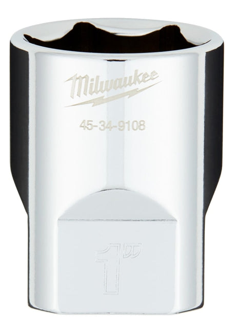 Milwaukee 45-34-9108 Socket, 1 in Socket, 1/2 in Drive, 6-Point, Chrome Vanadium Steel, Chrome-Plated