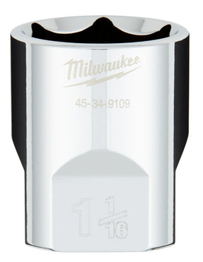 Milwaukee 45-34-9109 Socket, 1-1/16 in Socket, 1/2 in Drive, 6-Point, Chrome Vanadium Steel, Chrome-Plated