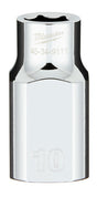 Milwaukee 45-34-9111 Socket, 10 mm Socket, 1/2 in Drive, 6-Point, Chrome Vanadium Steel, Chrome-Plated