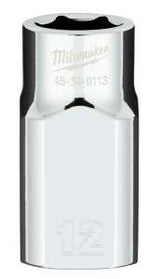 Milwaukee 45-34-9113 Socket, 12 mm Socket, Standard Socket, 1/2 in Drive, 6-Point, Chrome Vanadium Steel, Chrome