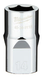 Milwaukee 45-34-9115 Socket, 14 mm Socket, 1/2 in Drive, 6-Point, Chrome Vanadium Steel, Chrome-Plated