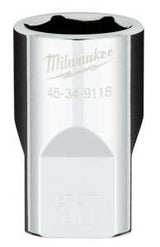 Milwaukee 45-34-9118 Socket, 17 mm Socket, Standard Socket, 1/2 in Drive, 6-Point, Chrome Vanadium Steel, Chrome