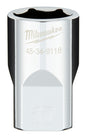 Milwaukee 45-34-9118 Socket, 17 mm Socket, 1/2 in Drive, 6-Point, Chrome Vanadium Steel, Chrome-Plated