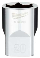 Milwaukee 45-34-9121 Socket, 20 mm Socket, 1/2 in Drive, 6-Point, Chrome Vanadium Steel, Chrome