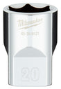 Milwaukee 45-34-9121 Socket, 20 mm Socket, 1/2 in Drive, 6-Point, Chrome Vanadium Steel, Chrome-Plated