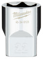 Milwaukee 45-34-9123 Socket, 22 mm Socket, 1/2 in Drive, 6-Point, Chrome Vanadium Steel, Chrome-Plated