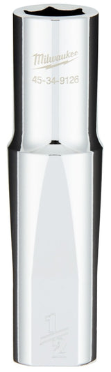Milwaukee 45-34-9126 Socket, 1/2 in Socket, Deep Socket, 0.95 in OAL, 1/2 in Drive, 6-Point, Chrome Vanadium Steel