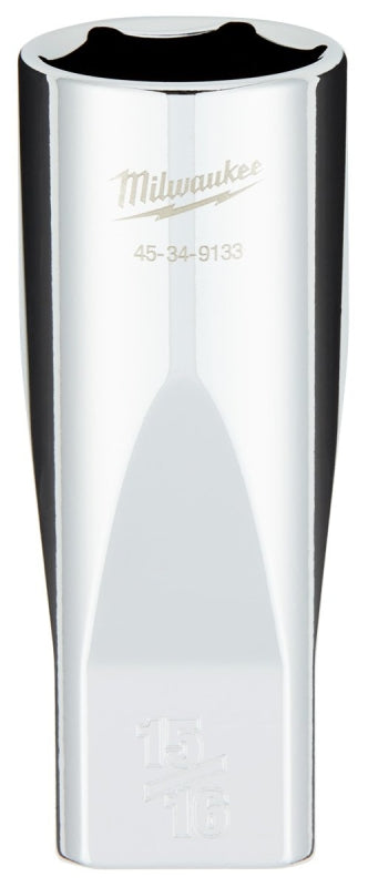 Milwaukee 45-34-9133 Socket, 15/16 in Socket, Deep Socket, 1-1/4 in OAL, 1/2 in Drive, 6-Point, Chrome Vanadium Steel