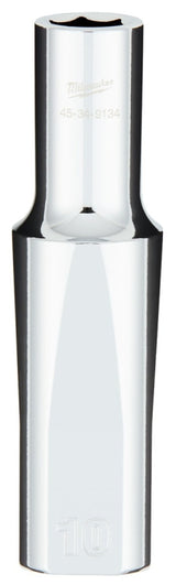Milwaukee 45-34-9134 Socket, 10 mm Socket, Deep Socket, 0.85 in OAL, 1/2 in Drive, 6-Point, Chrome Vanadium Steel
