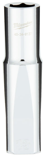 Milwaukee 45-34-9137 Socket, 13 mm Socket, Deep Socket, 0.85 in OAL, 1/2 in Drive, 6-Point, Chrome Vanadium Steel