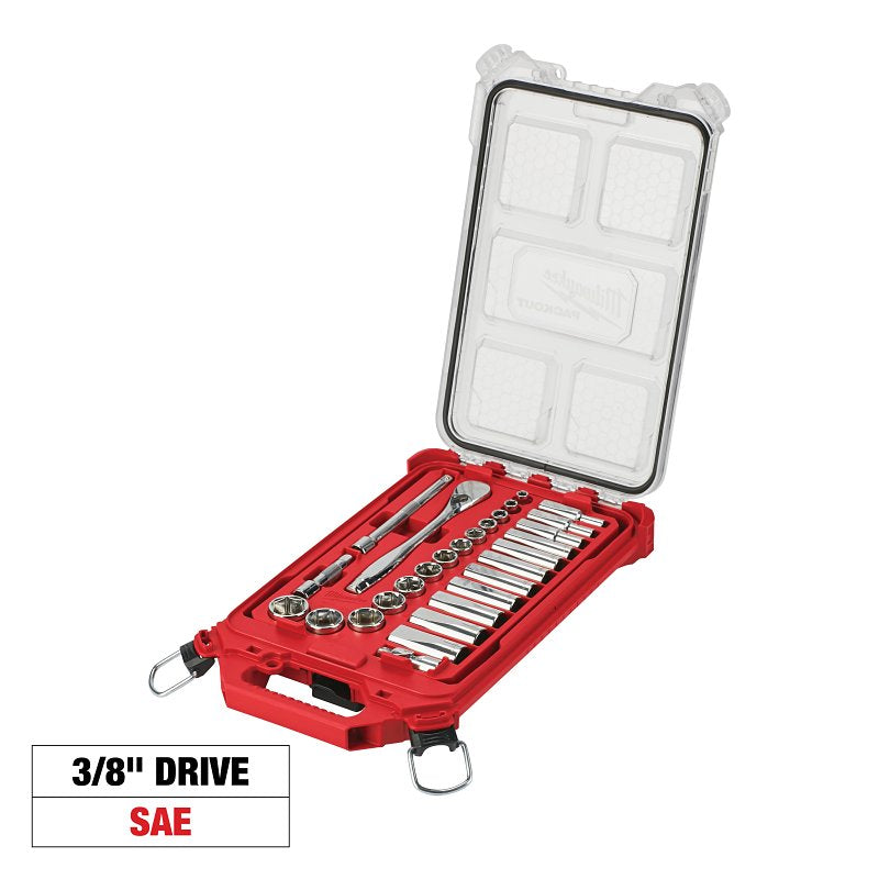 Milwaukee 48-22-9481 Ratchet and Socket Set, Chrome Vanadium Steel, Chrome-Plated