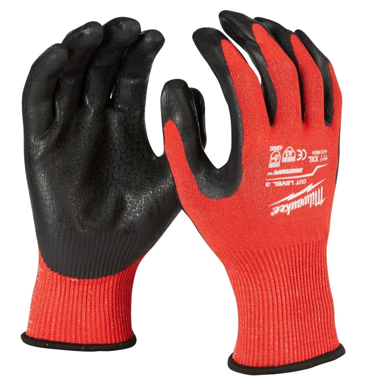 Milwaukee 48-22-8932 Gloves, Unisex, L, 7.53 to 7.73 in L, Nitrile, Red