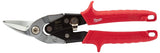 Milwaukee 48-22-4510 Aviation Snip, 10 in OAL, 5 in L Cut, Left, Straight Cut, Steel Blade, Ergonomic Handle, Red Handle