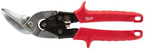 Milwaukee 48-22-4542 Aviation Snip, 9-7/8 in OAL, 5 in L Cut, Left Cut, Steel Blade, Comfort-Grip Handle, Red Handle