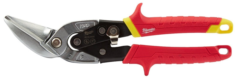 Milwaukee 48-22-4532 Aviation Snip, 10 in OAL, 5 in L Cut, Straight Cut, Steel Blade, Ergonomic Handle, Red Handle