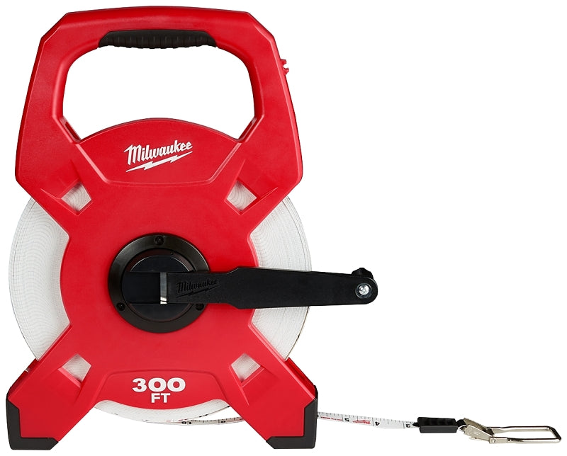 Milwaukee 48-22-5303 Tape Measure, 300 ft L Blade, 1/2 in W Blade, Fiberglass Blade, ABS Case, Black/Red Case