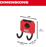 Milwaukee PACKOUT 48-22-8335 Curved Hook, 15 lb Load, 3 in L, 3-1/2 in W, 7 in H, Metal/Polymer, Black/Red