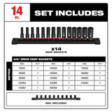 Milwaukee SHOCKWAVE Impact Duty 49-66-7008 Deep Socket Set, Steel, Black