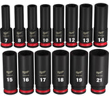 Milwaukee SHOCKWAVE Impact Duty 49-66-7008 Deep Socket Set, Steel, Black