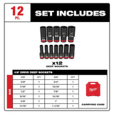 SOCKET SET 6POINT SAE DP 1/2IN