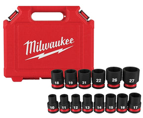Milwaukee SHOCKWAVE Impact Duty 49-66-7013 Standard Socket Set, Steel, Black