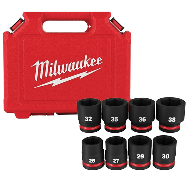 Milwaukee SHOCKWAVE Impact Duty 49-66-7019 Standard Socket Set, Molybdenum Steel, Chrome-Plated, Black