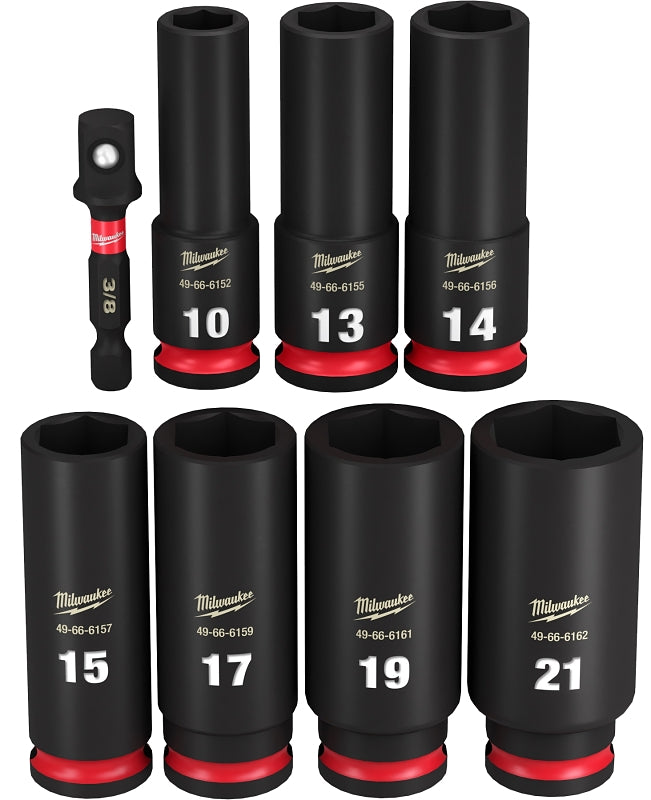 Milwaukee SHOCKWAVE Impact Duty 49-66-7021 Deep Socket Set, Steel, Black