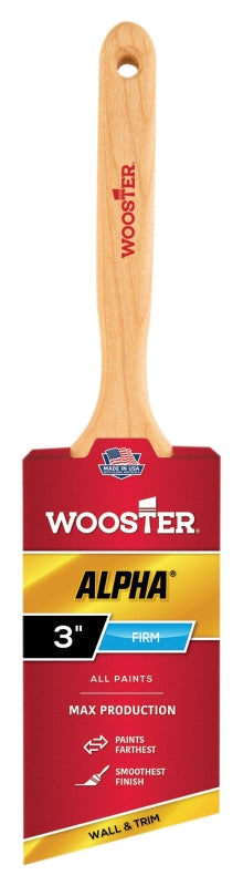 Wooster Alpha 4231-3 Paint Brush, 3 in W, 3-11/16 in L Bristle, Synthetic Fabric Bristle, Angular Handle