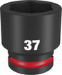 Milwaukee SHOCKWAVE Impact Duty Series 49-66-6375 Shallow Impact Socket, 37 mm Socket, 3/4 in Drive, Square Drive