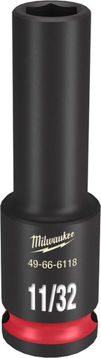 Milwaukee SHOCKWAVE Impact Duty Series 49-66-6118 Deep Impact Socket, 11/32 in Socket, 3/8 in Drive, Square Drive