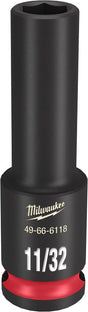 Milwaukee SHOCKWAVE Impact Duty Series 49-66-6118 Deep Impact Socket, 11/32 in Socket, 3/8 in Drive, Square Drive