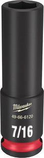 Milwaukee SHOCKWAVE Impact Duty Series 49-66-6120 Deep Impact Socket, 7/16 in Socket, 3/8 in Drive, Square Drive