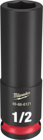 Milwaukee SHOCKWAVE Impact Duty Series 49-66-6121 Deep Impact Socket, 1/2 in Socket, 3/8 in Drive, Square Drive