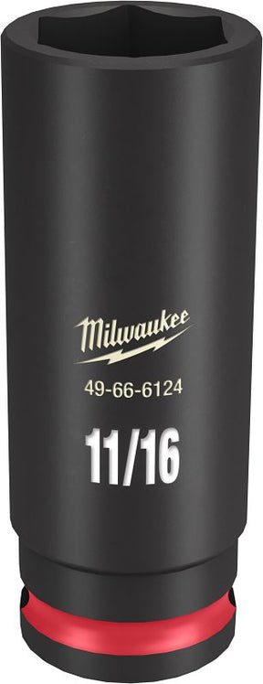 Milwaukee SHOCKWAVE Impact Duty Series 49-66-6124 Deep Impact Socket, 11/16 in Socket, 3/8 in Drive, Square Drive