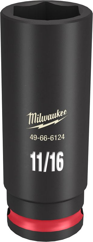 Milwaukee SHOCKWAVE Impact Duty Series 49-66-6124 Deep Impact Socket, 11/16 in Socket, 3/8 in Drive, Square Drive